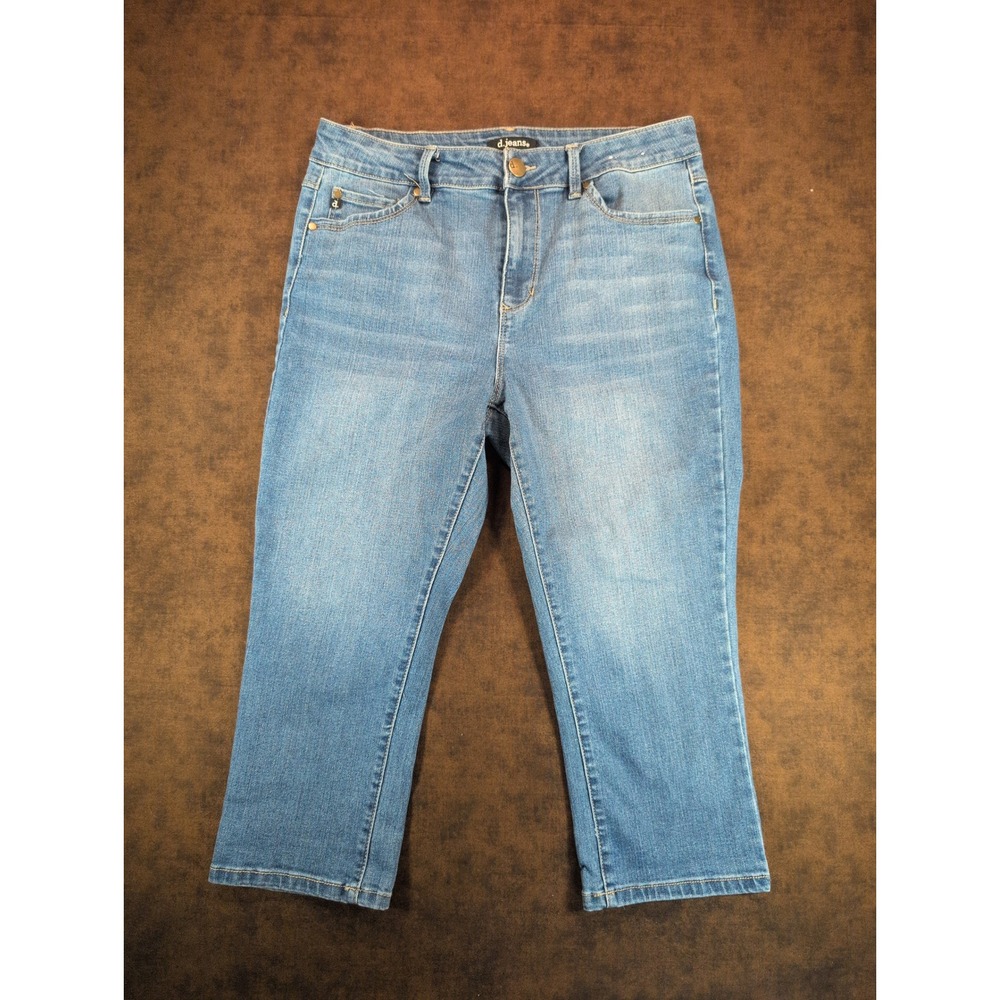 d.jeans Womens Medium Wash Stretch Denim Capri Pants Size 10 Blue Cropped Jeans